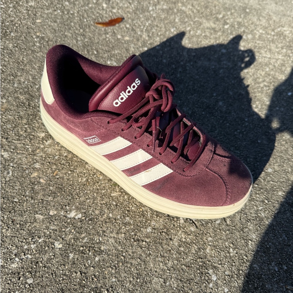 Adidas Burgundy and Beige Sneakers
